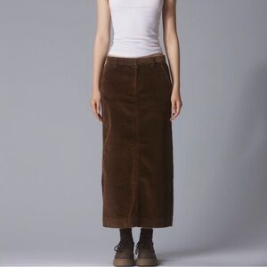 UNIF Chocolate Brown Corduroy Maxi Midi Skirt Grunge 90s Indie Y2K | Small